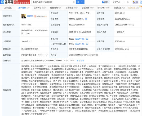 博星配资 长城汽车增资至约85.59亿
